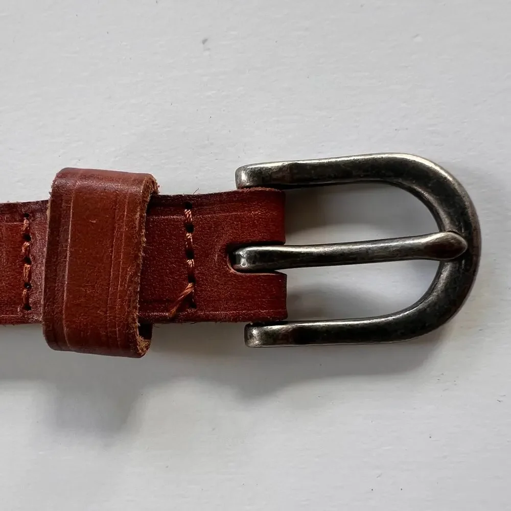 Leather Belt Brown Studded Braided Detail Boho Western | Size Large